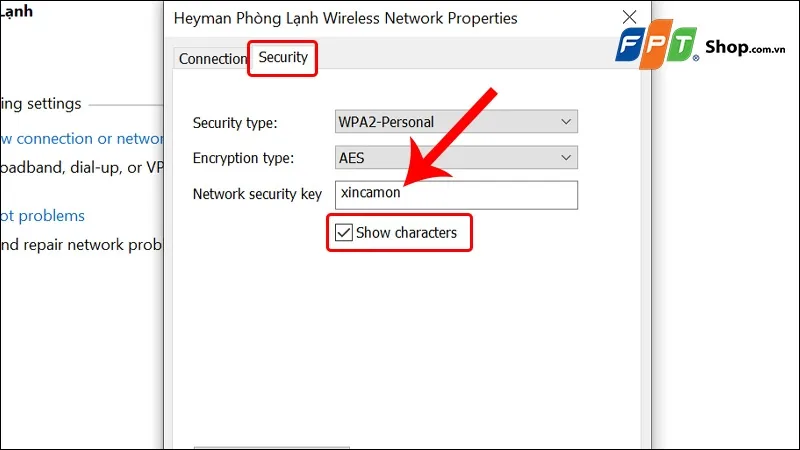 Xem mật khẩu WiFi qua Network Settings trên Windows 10