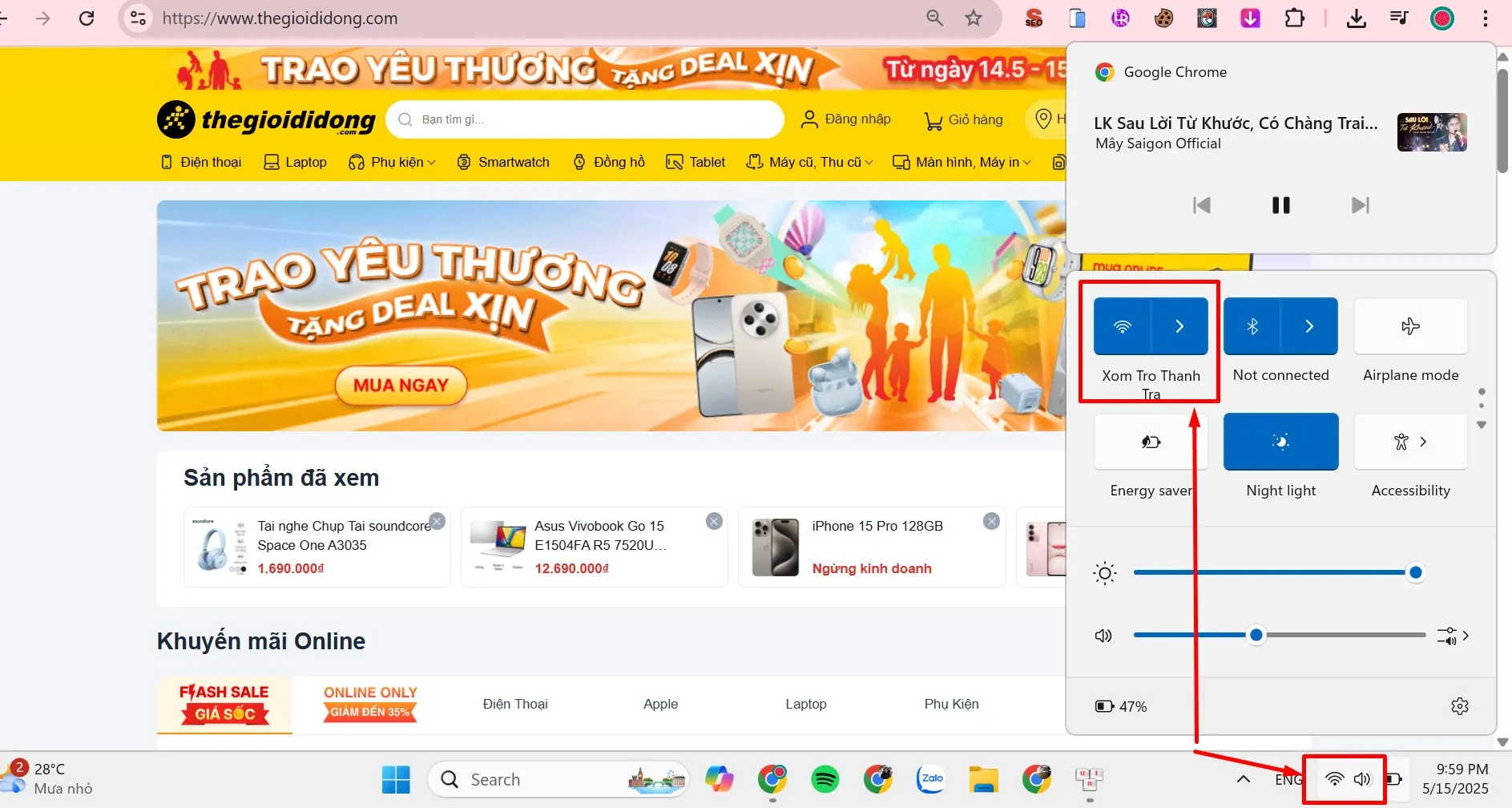 Nhập lệnh để xem mật khẩu WiFi