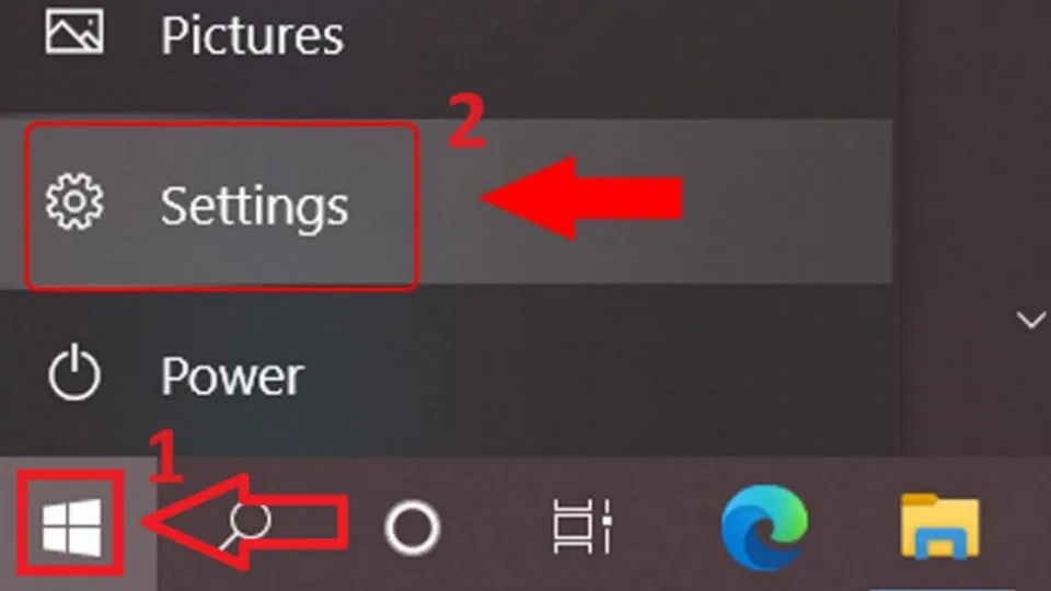 Nhấn Windows chọn Settings