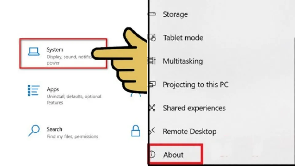 Chọn System và chọn About