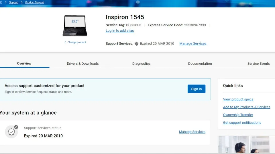 Vào web của Dell, nhập số service tag và chọn View product specs