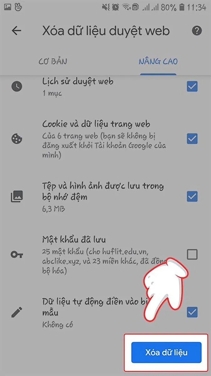 Các bước xóa cache Chrome trên Android