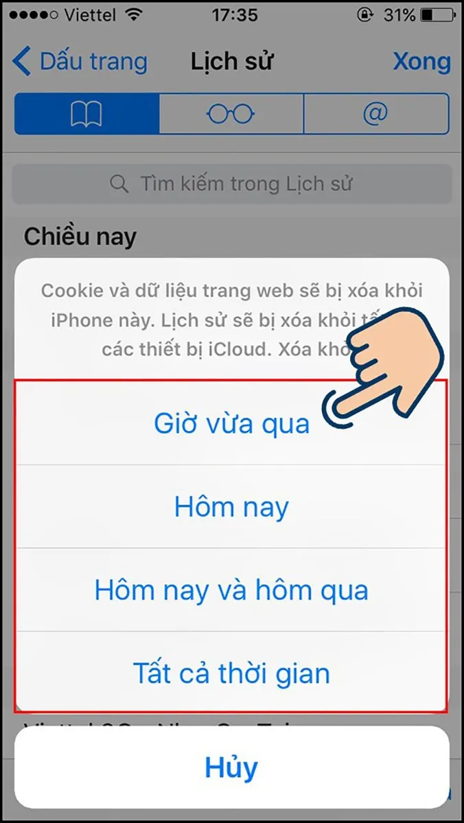 Xóa lịch sử Safari trên iPhone