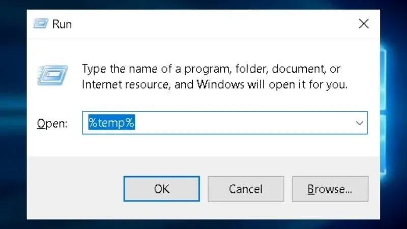 Mở thư mục Temp