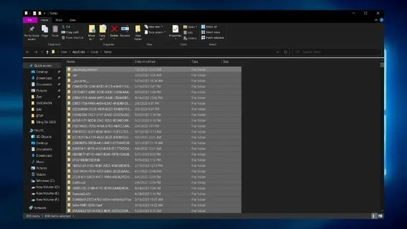 Xóa file trong thư mục Temp