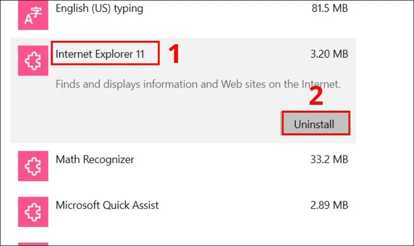 Gỡ Internet Explorer 11