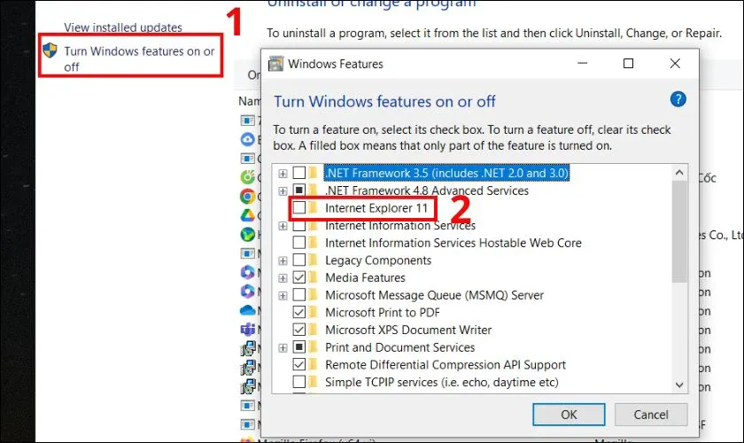 Bỏ tích Internet Explorer 11