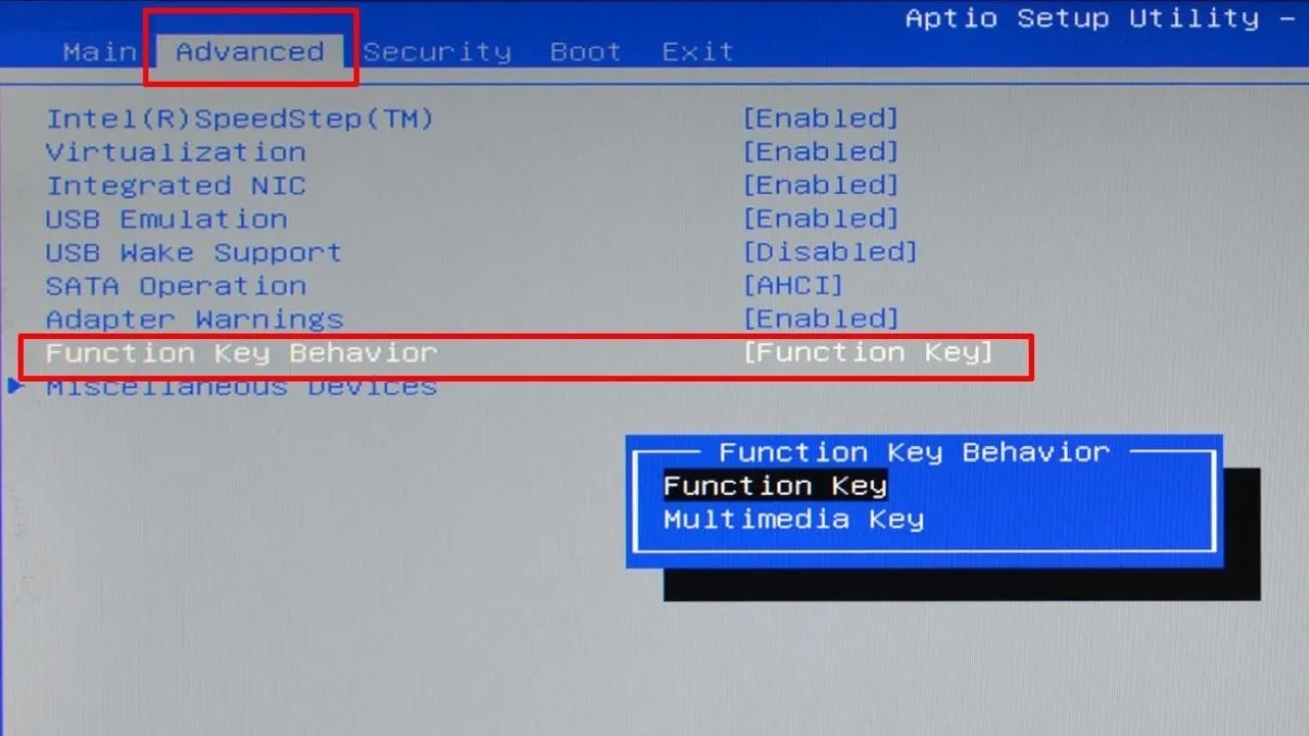 Cấu hình Function Key Behavior trong BIOS Dell