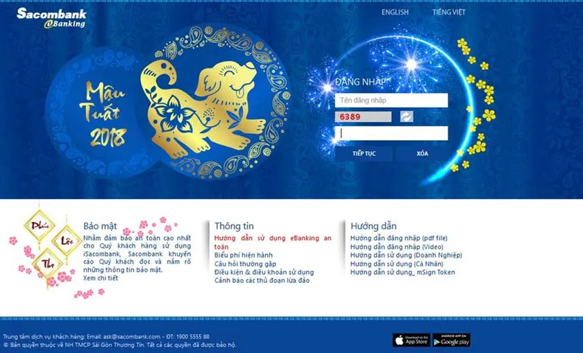 Đăng nhập eBanking Sacombank