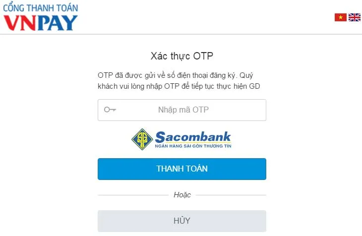Xác thực OTP Sacombank
