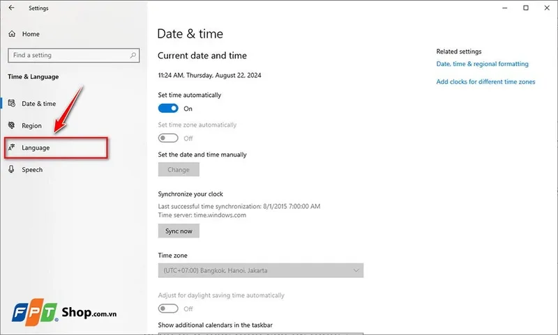 Tab Language cho phép quản lý và cài đặt ngôn ngữ mới.