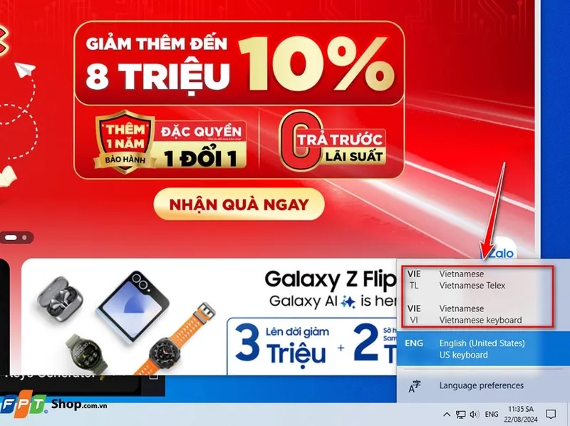 Chuyển đổi bối cảnh bàn phím linh hoạt bằng Taskbar.
