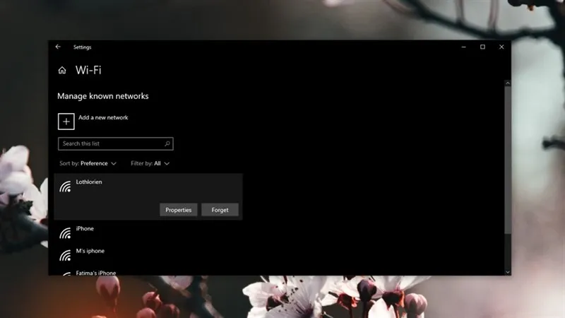Xóa thông tin mạng WiFi đã lưu