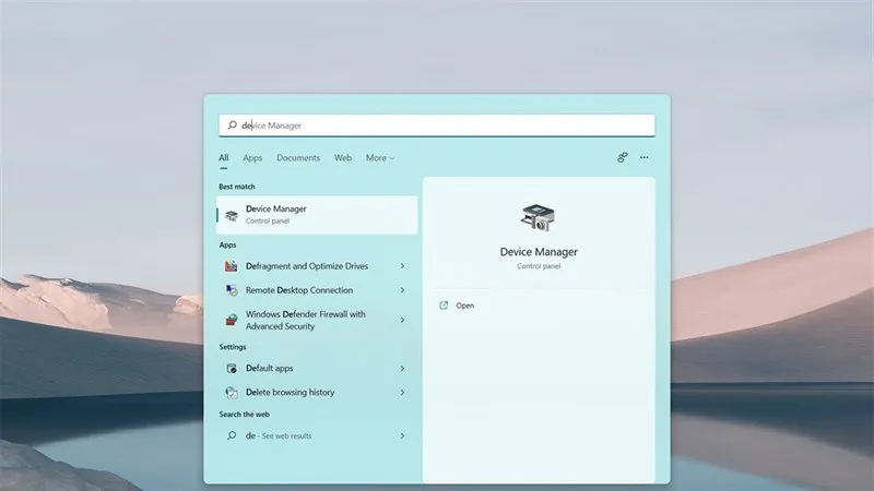 Mở Device Manager để quản lý driver