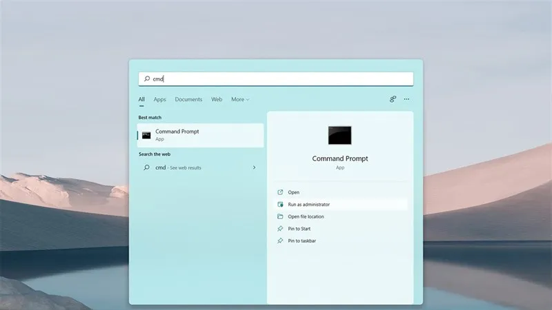 Mở Command Prompt với quyền quản trị