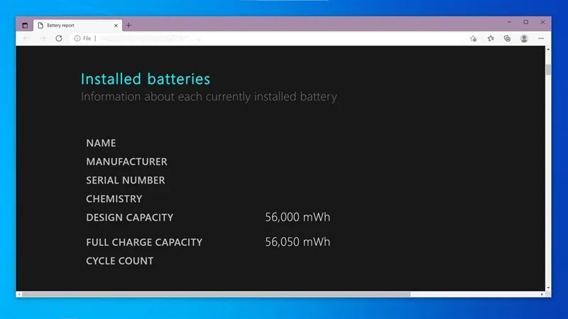 Thông số Design Capacity và Full Charge Capacity giúp tính độ chai pin