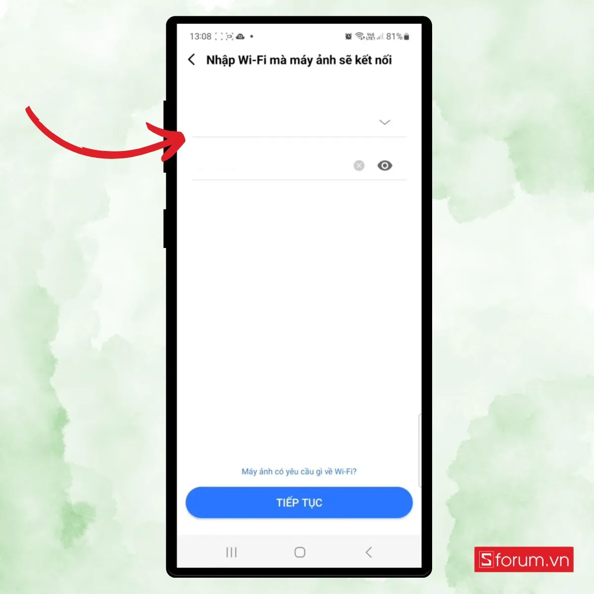 Nhập thông tin WiFi và bắt đầu quá trình kết nối