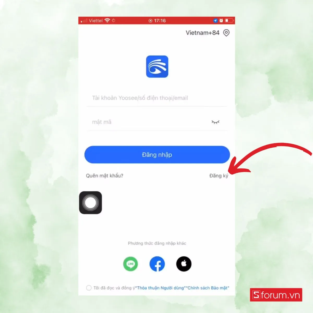 Đăng ký tài khoản Yoosee qua số điện thoại hoặc email