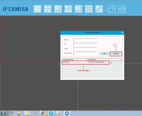 Màn hình nhập thông tin đăng nhập camera