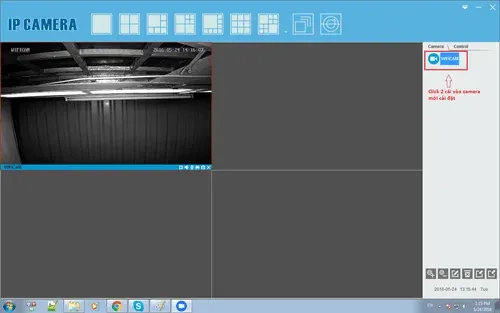 Giao diện xem camera trực tiếp trên phần mềm