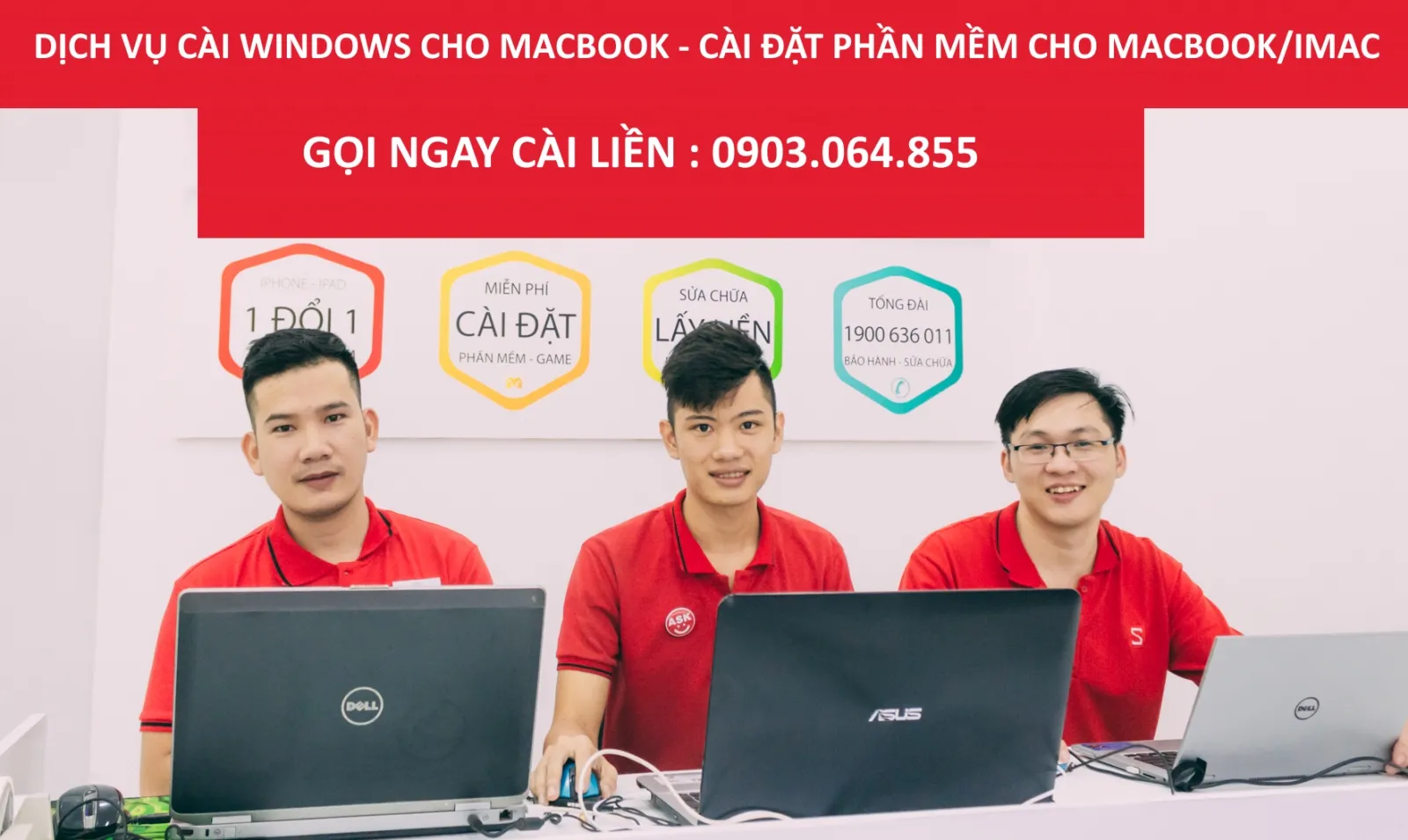 Kỹ thuật viên Thành Tín Computer thực hiện cài Win cho MacBook tại nhà