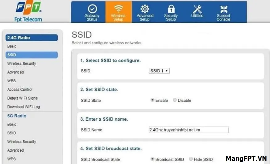 Cài đặt mạng wifi băng tần 2.4Ghz