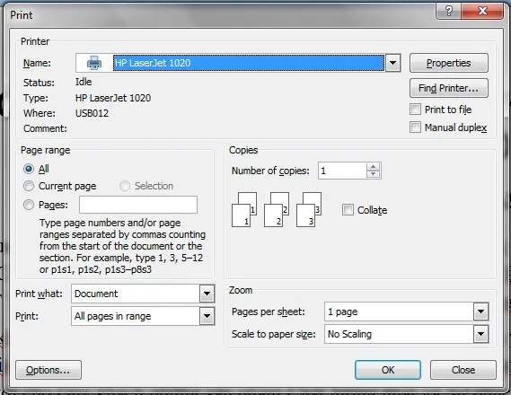 Chọn máy in mặc định sau khi cài đặt