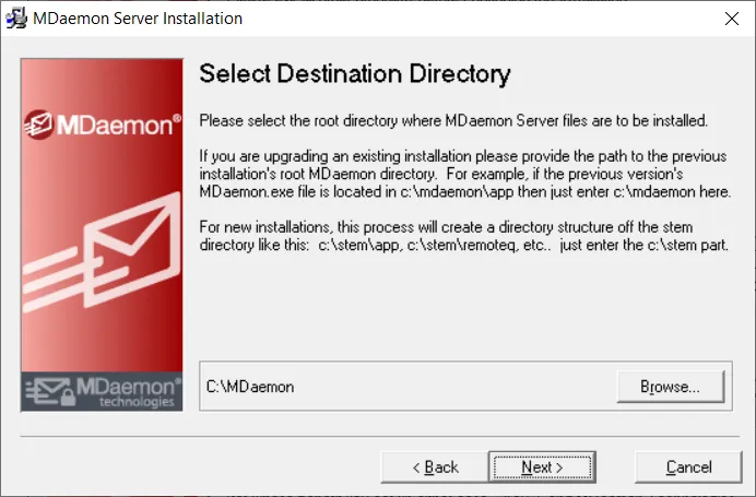 Chọn thư mục cài đặt mặc định trên Windows Server