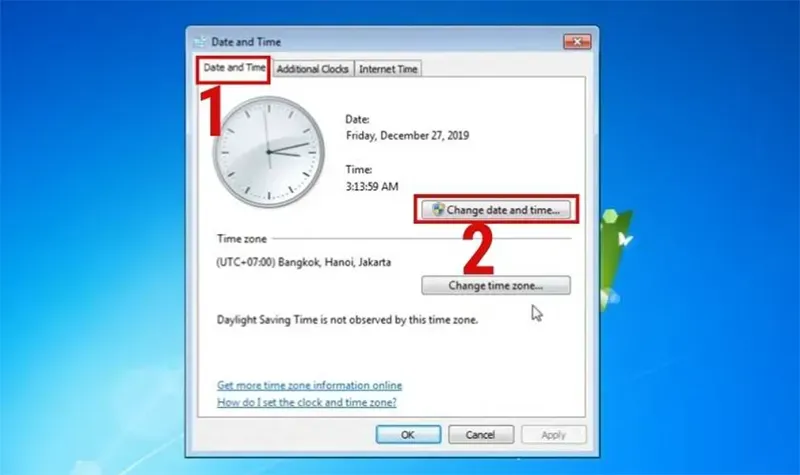 Cài đặt ngày giờ trên win 7 đúng cách cho người dùng