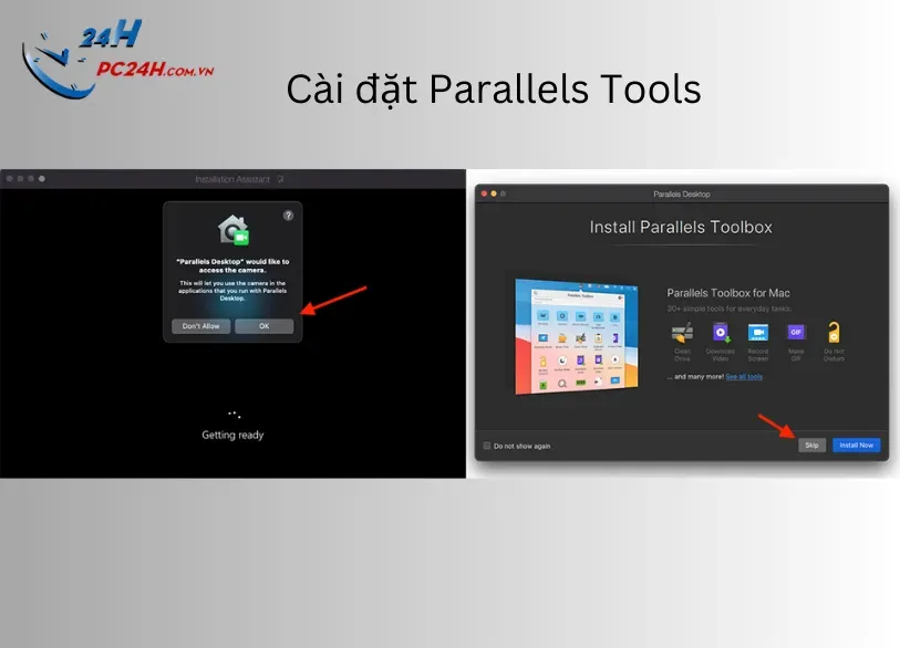 Cài đặt bộ công cụ tối ưu Parallels Tools để đồng bộ dữ liệu giữa hai hệ điều hành