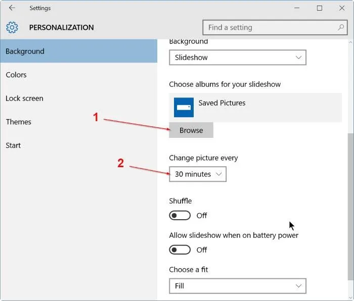 Cài đặt thời gian chuyển đổi ảnh trong chế độ Slideshow