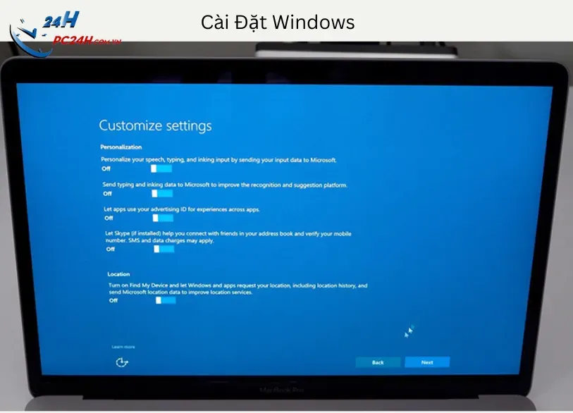 Quá trình bung bộ cài Windows lên phân vùng đã được chỉ định trên ổ cứng Mac