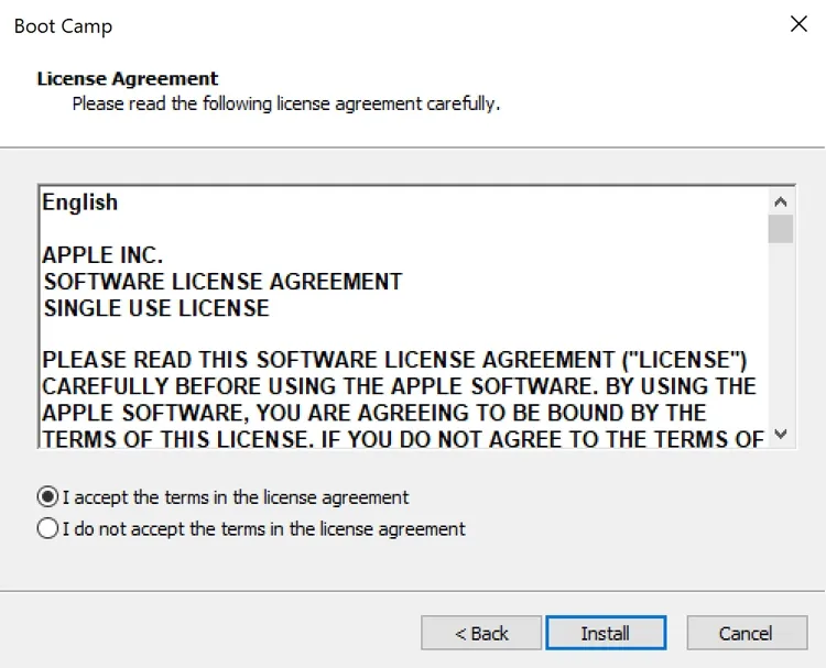 Hoàn tất cài đặt gói hỗ trợ kỹ thuật từ Apple