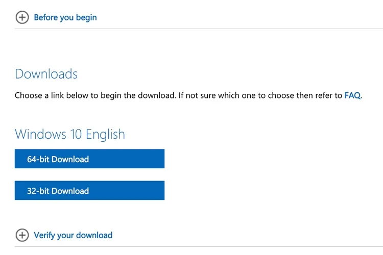 Tải file ISO Windows từ trang chủ Microsoft để đảm bảo an toàn