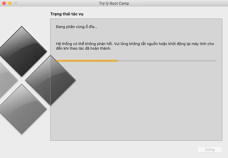 Quá trình phân vùng ổ đĩa diễn ra tự động và an toàn