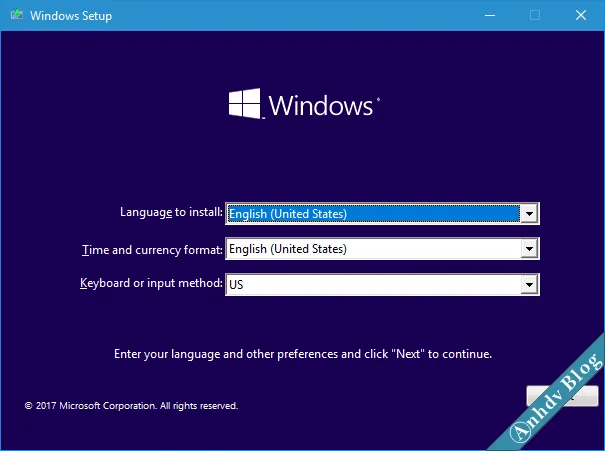 Khởi động Setup.exe để cài Windows