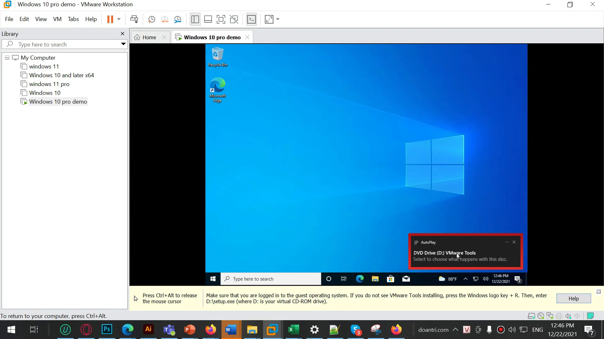 cai win 10 tren vmware 3