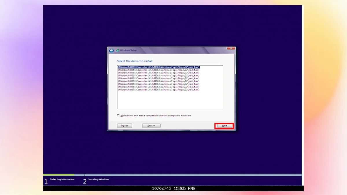 Sá»­a lá»—i cÃ i Win khÃ´ng nháº­n á»• cá»©ng bÆ°á»›c 5