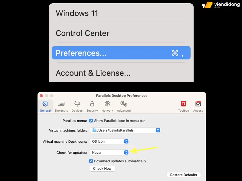 cài Win trên MacBook lưu ý parallels