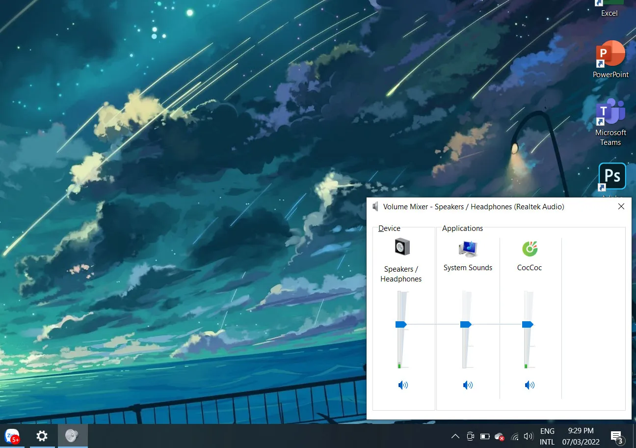 Đảm bảo các ứng dụng không bị tắt âm (Mute) trong hệ thống