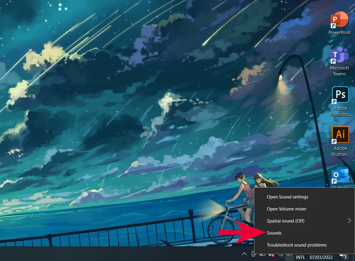 Mở cài đặt Sound để kiểm tra danh sách thiết bị phát