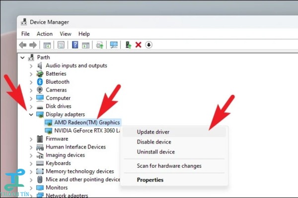Cập nhật driver card đồ họa sửa màn hình máy tính bị co lại