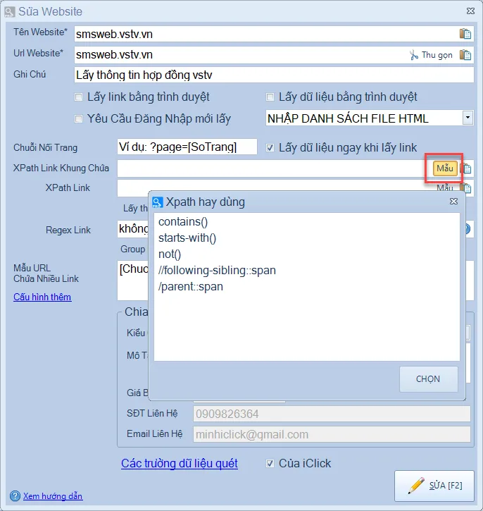 Chọn nhanh mẫu những cụm XPath hay dùng