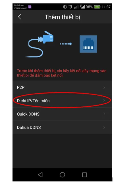 Chọn phương thức IP hoặc Tên miền để đảm bảo độ ổn định cao nhất