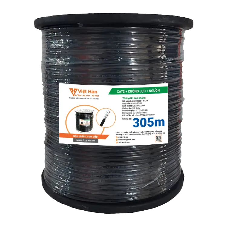 Mẫu cáp mạng Cat3 có dây nguồn và cường lực chuyên dụng