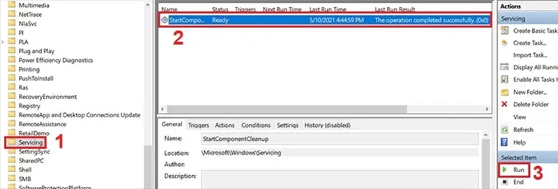 Chạy chương trình dọn dẹp linh kiện hệ thống dư thừa