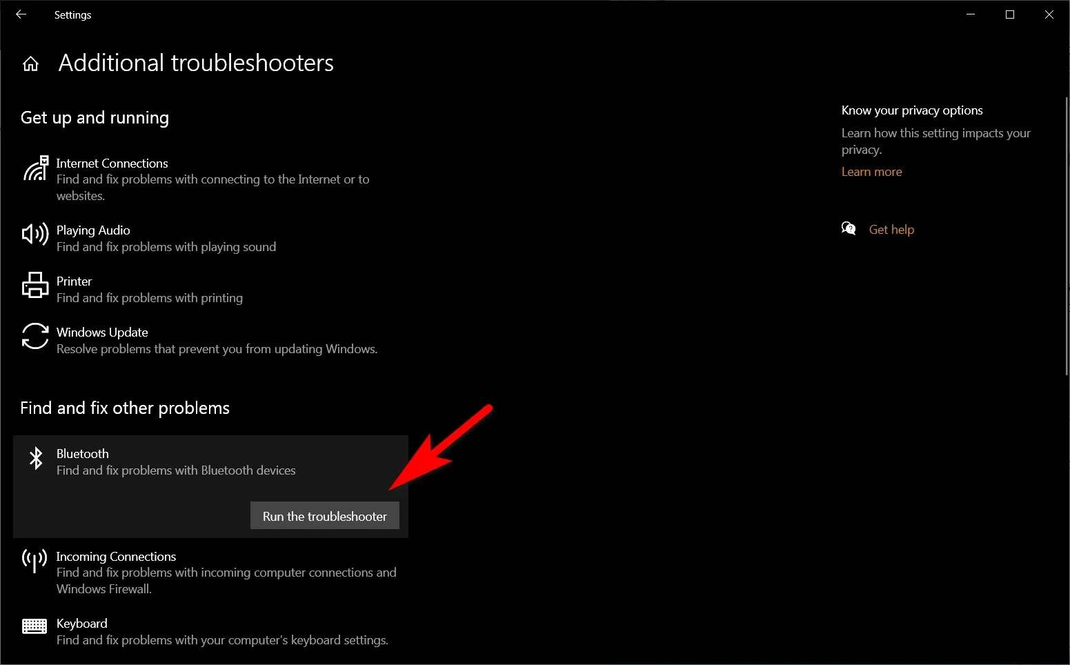 Chạy trình sửa lỗi chuyên biệt cho thiết bị Bluetooth để khôi phục tính năng