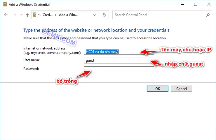 Chi tiết cách nhập thông tin máy chủ để chia sẻ máy in Win 10 ổn định