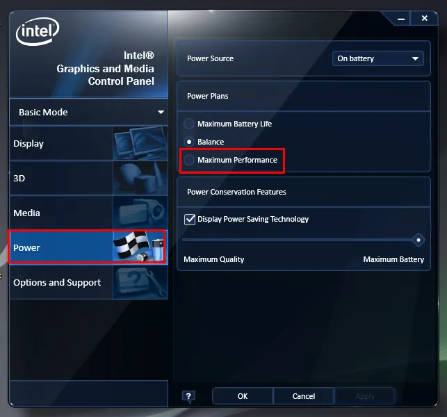 Thiết lập chế độ Maximum Performance tối ưu hiệu năng màn hình