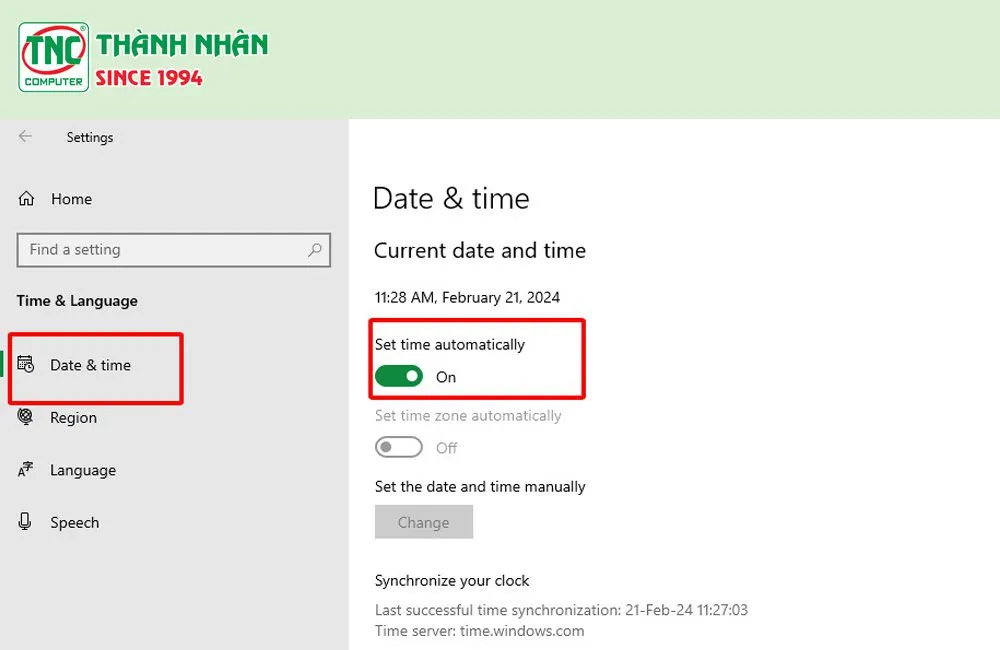 Kích hoạt đồng bộ hóa thời gian tự động trên máy tính 2026